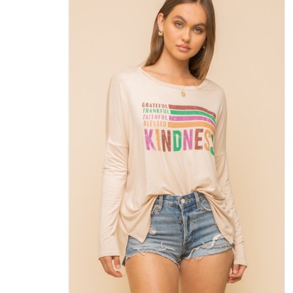 Pippidip Tops - Kindness Print Oversized Knit Top